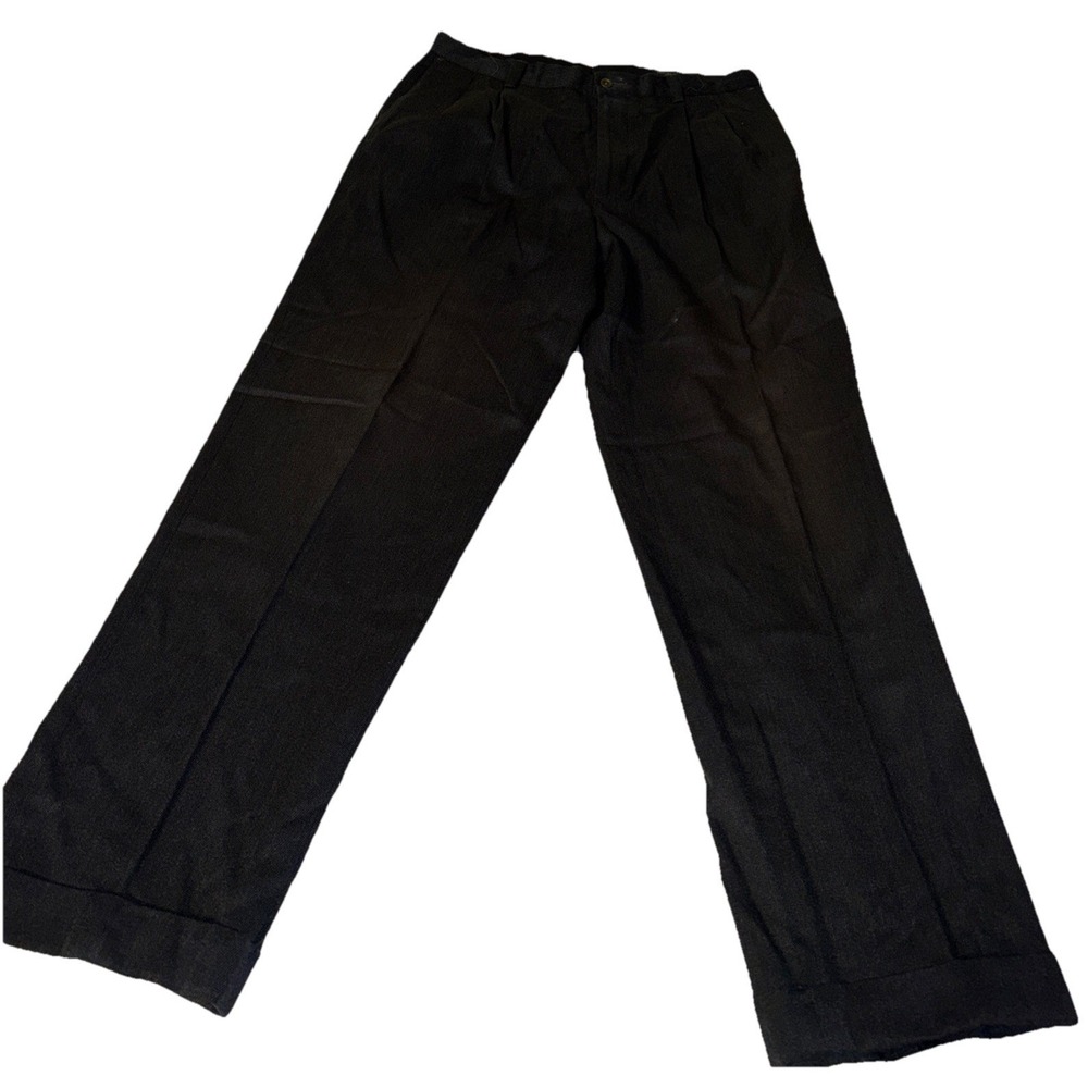 Banana Republic Smithfield 33x30 100% Wool Pleated Dress Pants Black. **Flawed**